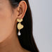 Textured Double Heart Pearl Drop Earrings | 80E63501