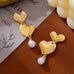 Textured Double Heart Pearl Drop Earrings | 80E63501