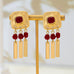 Burgundy Beaded Geometric Bar Drop Earrings | 80E63518