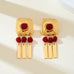 Burgundy Beaded Geometric Bar Drop Earrings | 80E63518
