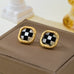Black and White Checkerboard Stud Earrings | 80E63431