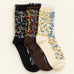 FLORAL PRINT SHEER MESH CREW SOCKS | 40S02097