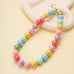 Chunky Pastel Iridescent Pearl Bead Collar Necklace|40NK9846