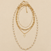 Layered Gold & Pearl Cross Statement Necklace Set | 40NK9673
