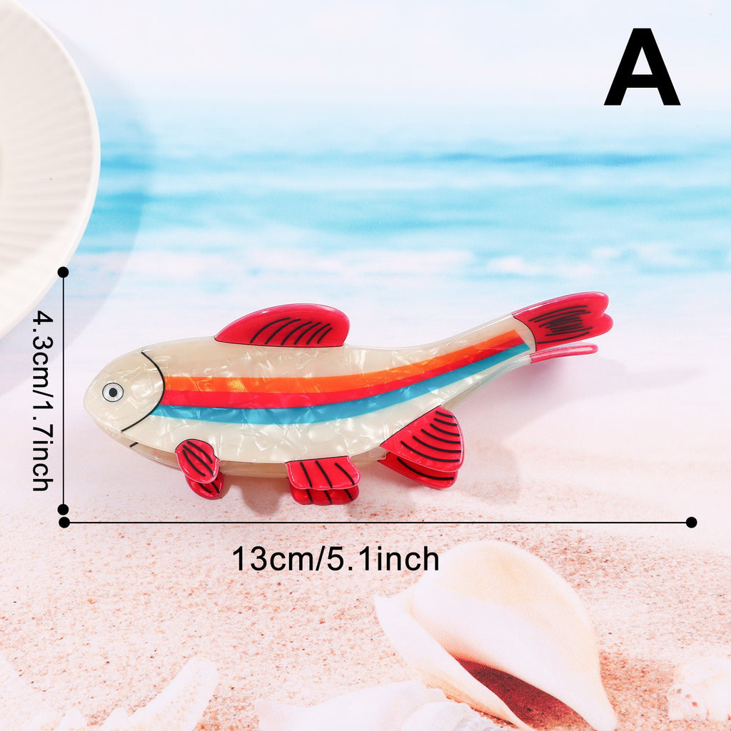 Jumbo Vibrant Fish-Shaped Acrylic Hair Claw Clip | 40H1157