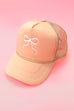 EMBROIDERY RIBBON BOW TRUCKER HAT CAP | 40HW718