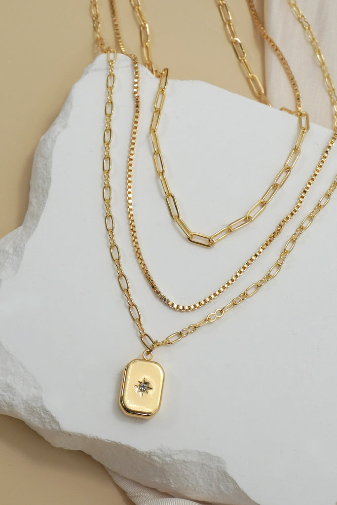 18K STAINLESS STEEL TARNISH FREE LAYERED NECKLACE | 40NK9532