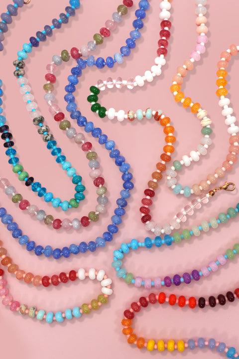 Natural Stone Semi-Precious Glass Mixed Necklace | 40NK9694