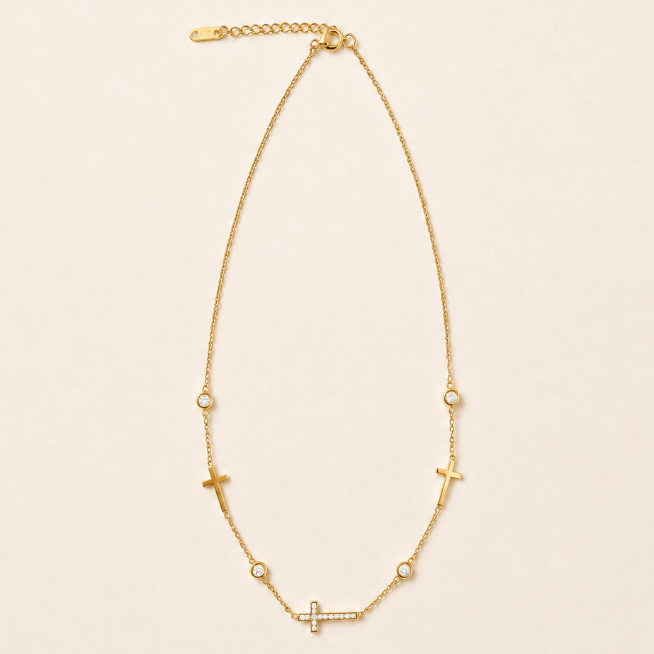 18K STAINLESS STEEL TARNISH FREE CROSS NECKLACE | 40NK9453
