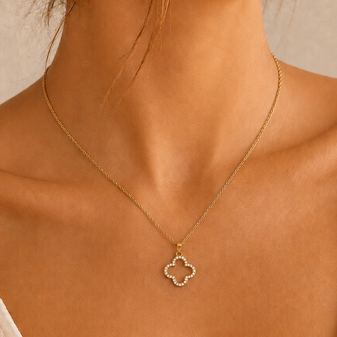 18K STAINLESS STEEL TARNISH FREE CLOVER NECKLACE | 40NK9680