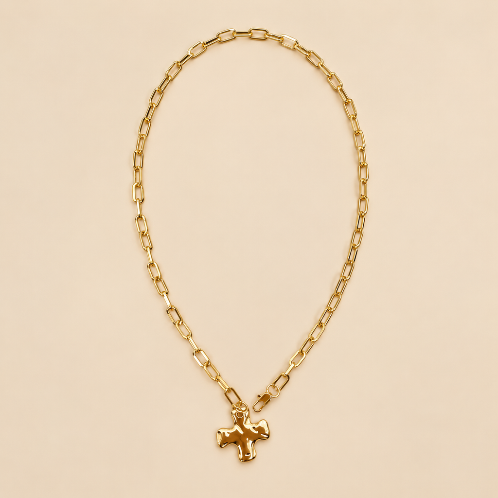 NOTABLE HAMMERED CROSS FRONT TOGGLE NECKLACE | 40NK9666