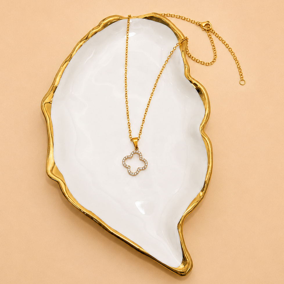 18K STAINLESS STEEL TARNISH FREE CLOVER NECKLACE | 40NK9680