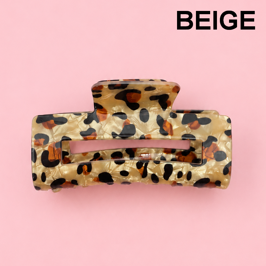 RECTANGLE LEOPARD ANIMAL DESIGN HAIR CLAW CLIPS | 40H859