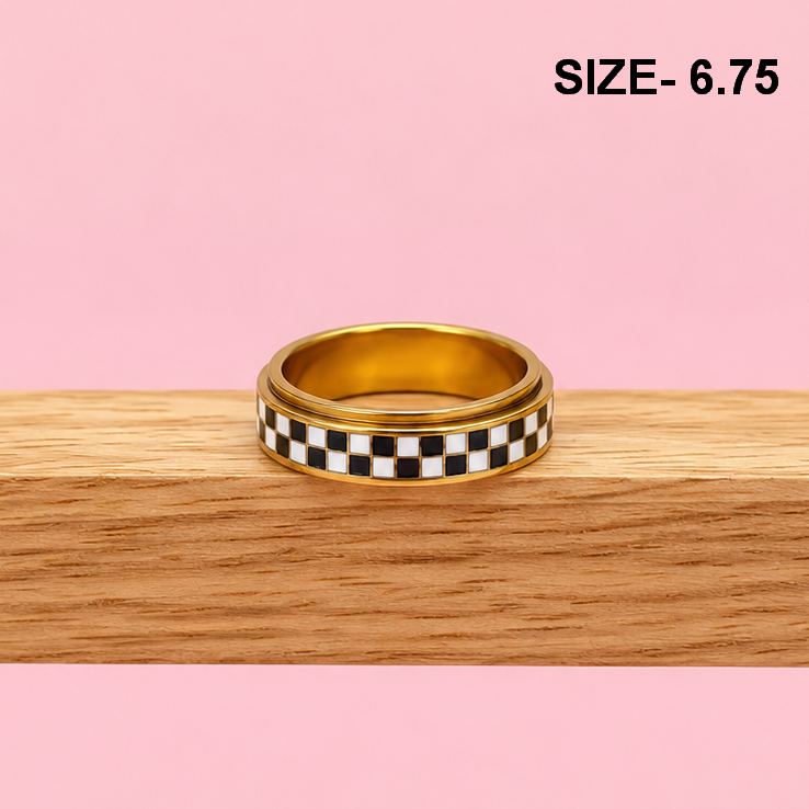 18K STAINLESS STEEL TARNISH FREE DAISY SPINNER RING | 40R155