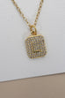 18K STAINLESS STEEL RHINESTONE INITIAL NECKLACE | 40NK411