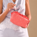 Gingham Ruffled Quilted Cosmetic Bag Pouch | 40P632