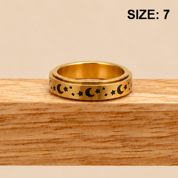18K STAINLESS STEEL TARNISH FREE DAISY SPINNER RING | 40R155
