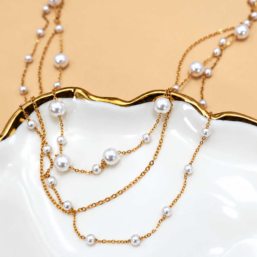 18K STAINLESS STEEL TARNISH FREE LAYERED NECKLACE | 40NK9551
