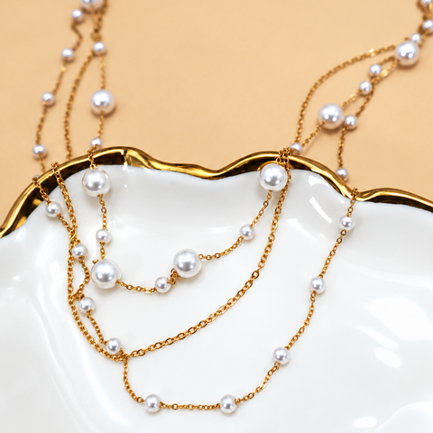 18K STAINLESS STEEL TARNISH FREE LAYERED NECKLACE | 40NK9551