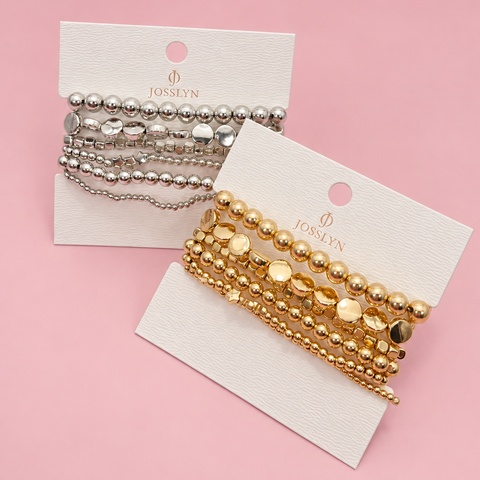 MULTI BALL CHAIN BEAD MIX STRETCHABLE BRACELET | 40B5129