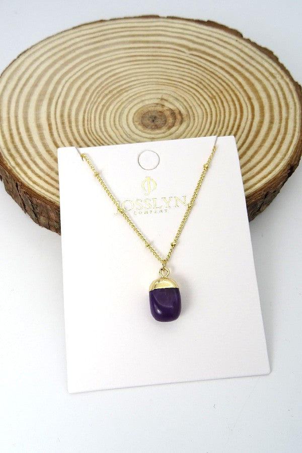 Simple natural stone boho necklace | 25N082