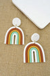 Color Block Rainbow Clay Polymer Drop Earrings |40E169