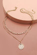 FIGARO LINK CHAIN COIN PENDANT 2 LAYER NECKLACE | 47N19416
