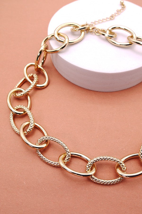 LARGE OVAL MIX CAVIAR LINK CHAIN NECKLACE | 31N17127