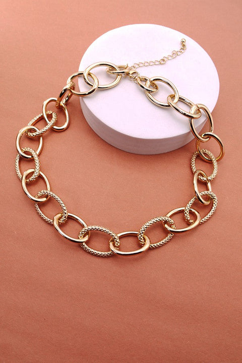 LARGE OVAL MIX CAVIAR LINK CHAIN NECKLACE | 31N17127