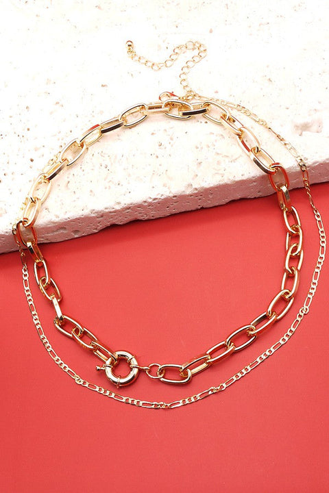 LINK CHAIN DOUBLE LAYER NACKLACE | 25N239