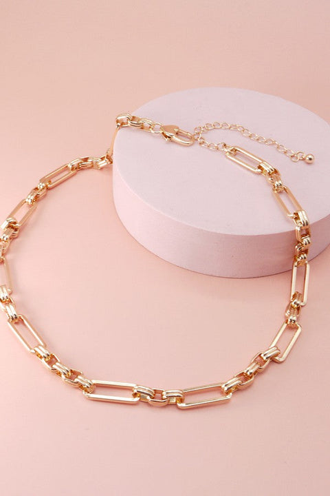 RECTANGLE LINK HANDMADE CHAIN NECKLACE | 25N302