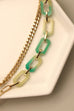 RECTANGLE ACRYICL LINK DOUBLE CHAIN NECKLACE | 31N21361