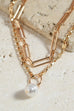 DOUBLE CHAIN PEARL PENDANT NECKLACE | 51N2111096