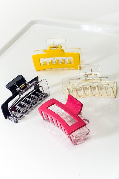 DOUBLE SIDED CLEAR AND COLOR HAIR CLAW CLIPS | 40H426
