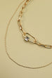 BAGUETTE RHINESTONE CHARM LINK LAYER NECKLACE | 25N394