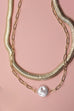 DOUBLE LAYER SNAKE CHAIN PEARL PENDANT NECKLACE | 51N2021607