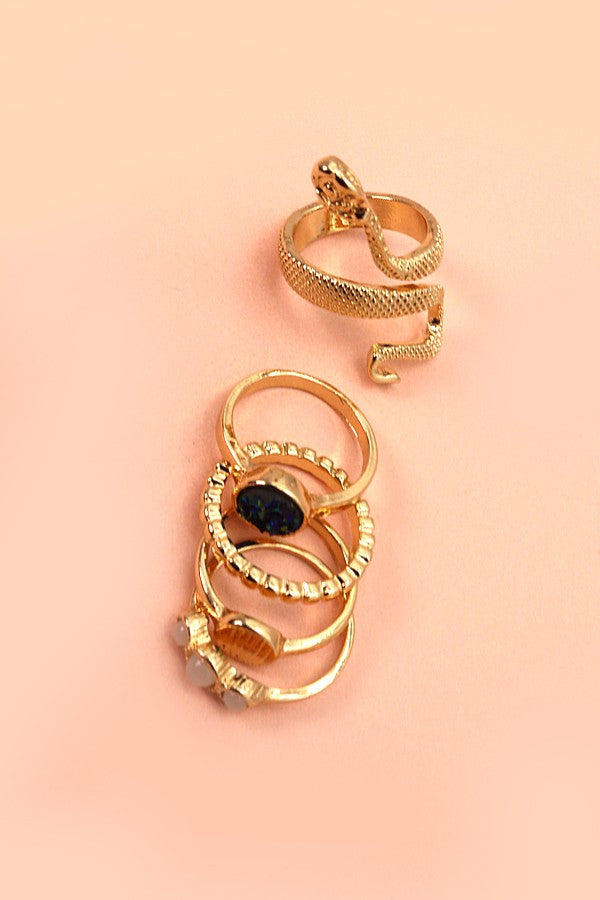 Gold mixed variety rings featuring snake | 14R013
