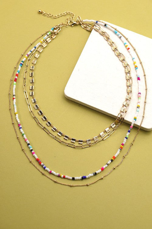 MULTI BEADED LAYER NECKLACE 25N375