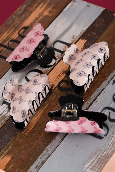 WESTERN HAT BOOT STYLE HAIR CLAW CLIPS 40H474