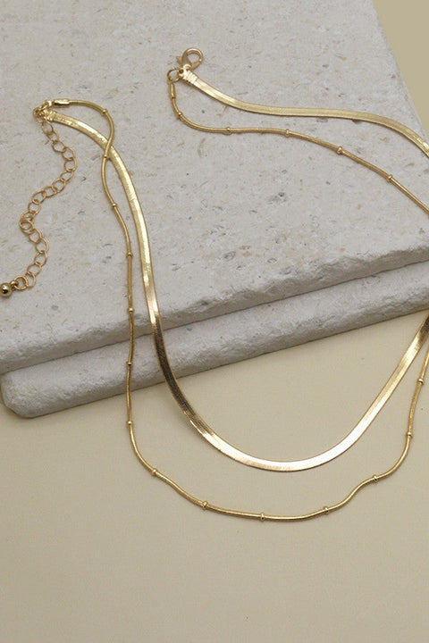DOUBLE SNAKE CHAIN LAYER NECKLACE | 25N474