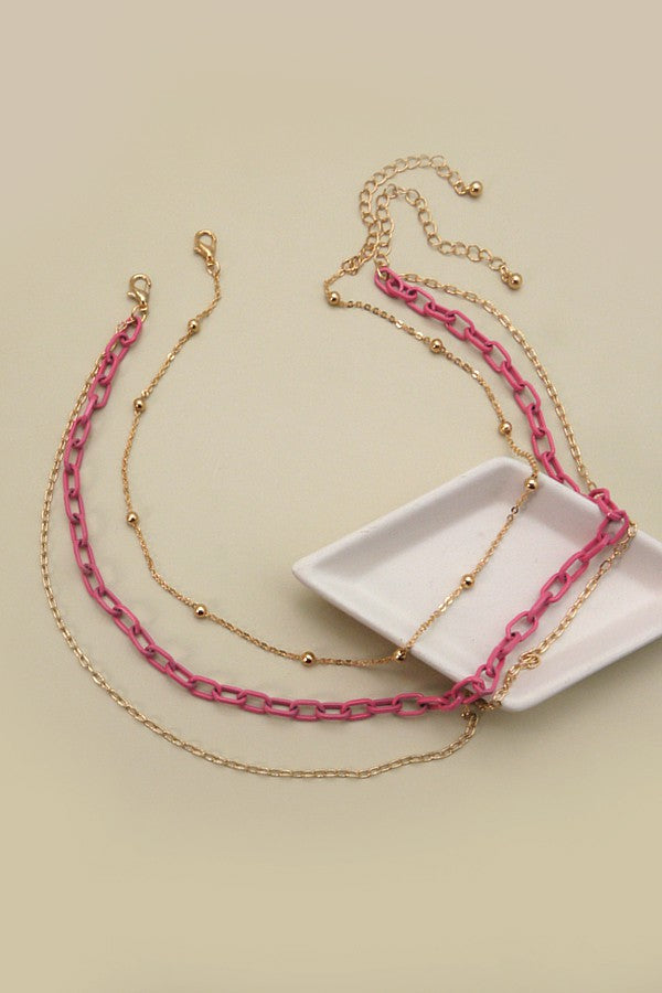 COLOR CHAIN MULTI LAYER NECKLACE | 25N464