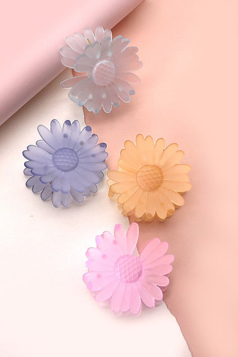 FROSTED TRANSLUCENT FLOWER HAIR CLAW CLIPS | 40H488