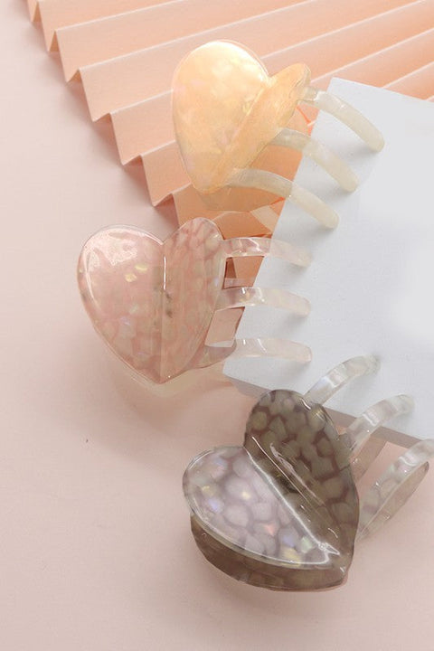 HEART CELLULOSE HAIR CLAW CLIPS | 40H502