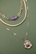 NATURAL STONE CHARM SNAKE CHAIN LAYER NECKLACE | 25N559