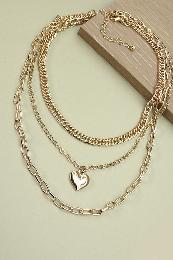 MULTI LAYER HEART CHARM NECKLACE | 10N2110813