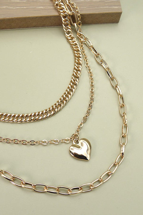 MULTI LAYER HEART CHARM NECKLACE | 10N2110813