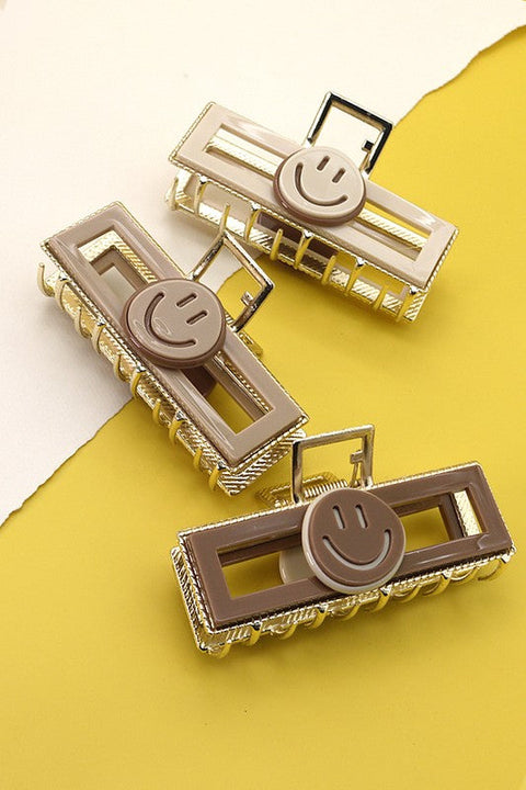 CELLULOSE RECTANGLE SMILEY HAIR CLAW CLIPS | 40H561