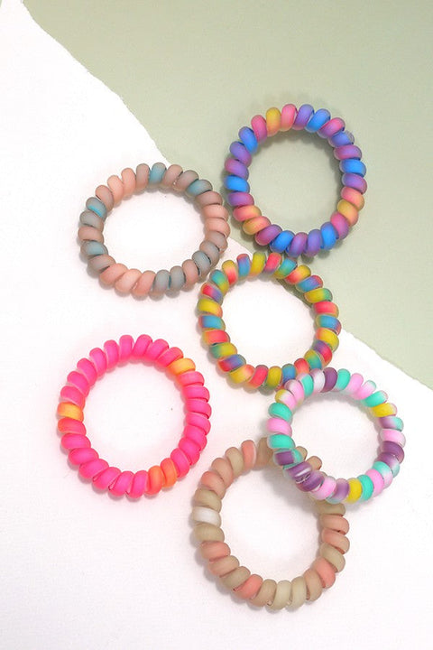 SPIRAL COIL COLORED HAIR TIES 6 COLOR ASSORTED | 40PT308