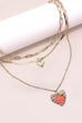 DOUBLE HEART CHARM MULTI LAYER NECKLACE | 25N627