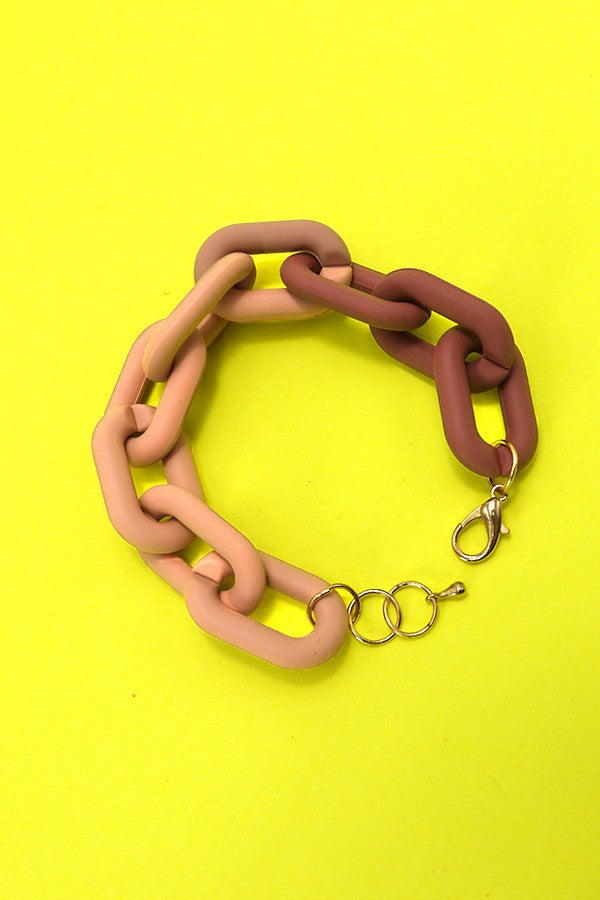 MATTE TWO TONED CHAINED BRACELET | 40B104